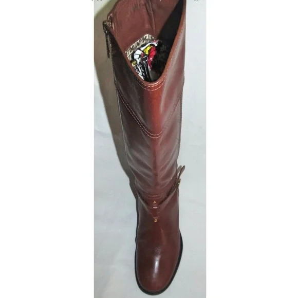 Tory Burch Brita Brown Leather Knee High Tall Riding Boots Womens Size 7 - Picture 7 of 11
